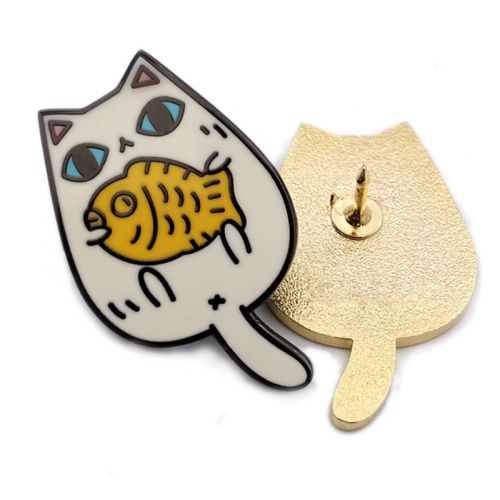 Custom gold plated cat brooches