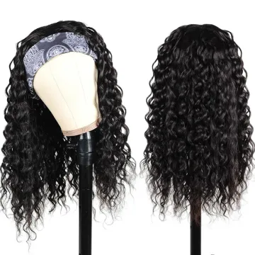 Hot Selling Deep Wave Headband Human Hair Wigs Brazilian Glueless None Lace Wigs For Black Women Young Girl Virgin Hair Wigs