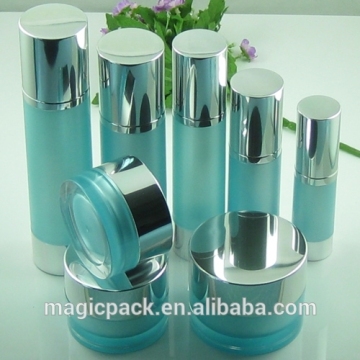 15g 30g 50g shiny silver cap acrylic material body empty cream plastic jar metal lid