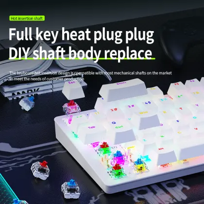 87 Key Transparent Keycap Wired Backlit Gaming Keyboard