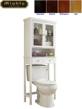 Wooden Two Door Over The Toilet Bathroom Shelf Etagere