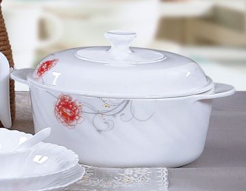 Round White Jade Glass Steamer 2.5L