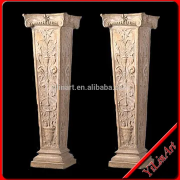 Yellow Marble Stone Square Columns Pillar Design