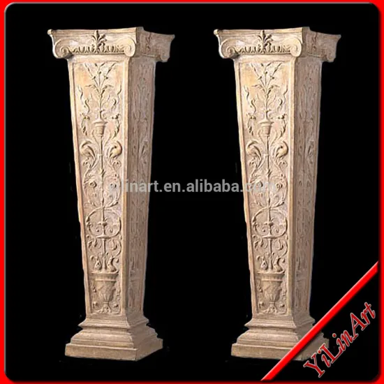 Yellow Marble Stone Square Columns Pillar Design
