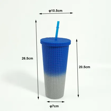Sustainable Gradient Colored Portable Plastic Straw Cup & Water Bottle