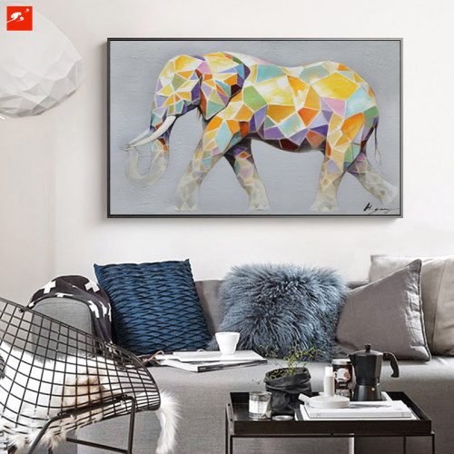 Colorful Cartoon Canvas Print Painting Elephant