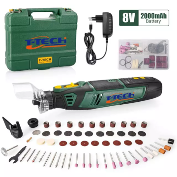 8V Portable Mini Grinders: 5 Speeds, Cordless Rotary Tool with Comprehensive Accessory Kit