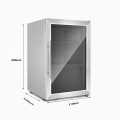 66L de acero inoxidable puertas de vidrio mini refrigerador