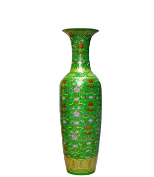 Antique Green Floor Ceramic Red Flower Vase for Home & Office Decoration