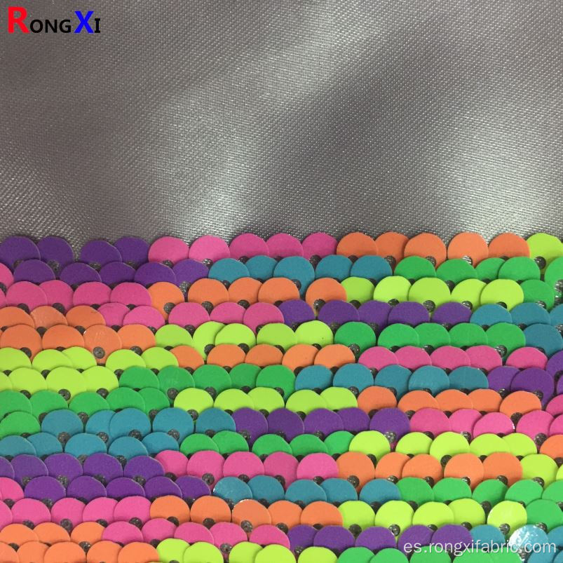Tela de bordado de lentejuelas de malla elástica de 5 mm de marca Rainbow