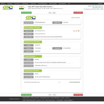 HDPE India Import Data Sample