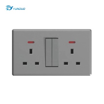 HOT Selling Brushed Stainless Steel 13A UK Standard Wall Switch Socket