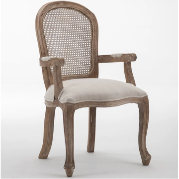 Antique Oak Upholstered French Nordic Wooden Louis chair