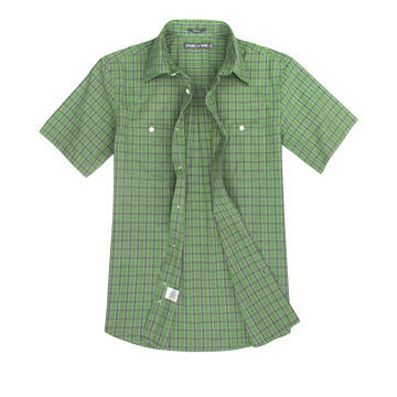 Soft Touched 100% Cotton Men's Checkered Short Sleeve Shirt, Yarn Dyed