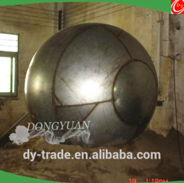 large stainless steel hollow ball with raw finish, no polished