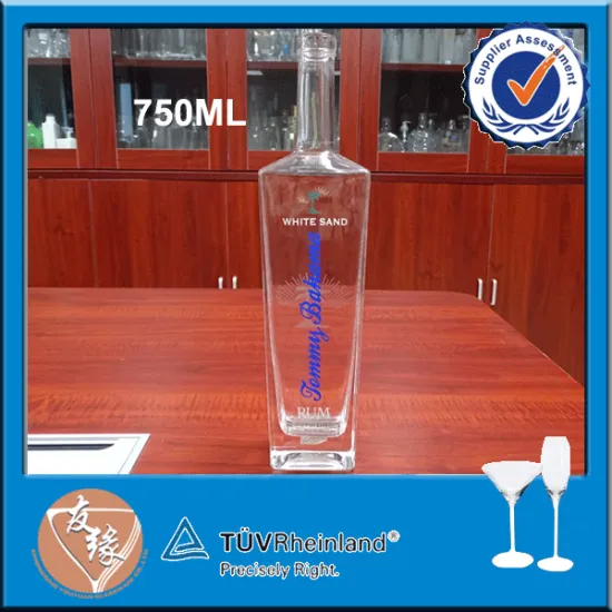 Best selling fashion vodka packing 750ml rum bottle with cork