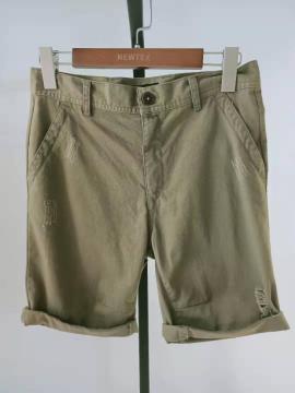 khaki twill scratch turn up hem men's shorts