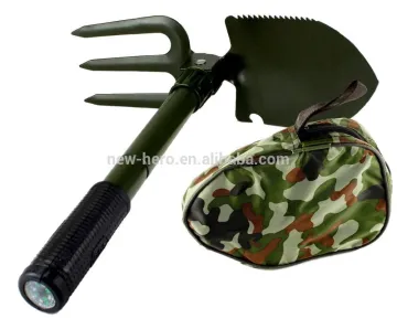 5 in 1 Folding Camp Shovel, Rake, Compass, Saw and Bottle Opener with Free Compact Carrying Case