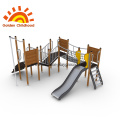 Yellow Outdoor Playground House Net Bridge