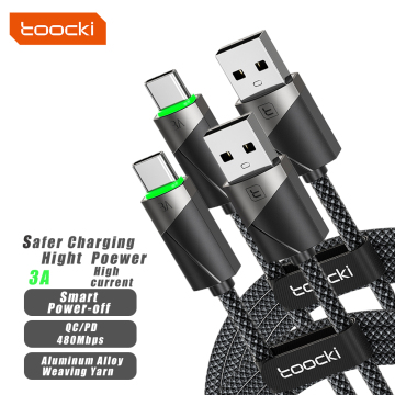 Toocki Hot 1M/2M 3A Smart Power-Off Cable Aluminum Alloy Type-C USB Charging Cable