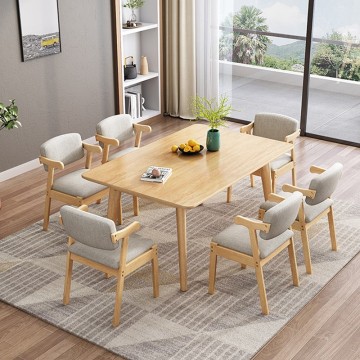 Simple Natural Wood Rectangular Kitchen Table