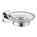 Round Glass Soap Dish Holder Brass Chrome