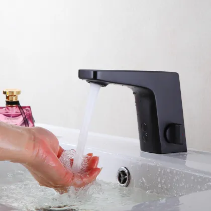 Modern Single Hole Deck Mounted Induction Motion Sensor Bathroom Faucet