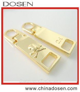 Light Gold Plating Custom Metal Zipper Puller Zip Sliders Key Locking for Handbags Jacket Leather Wallet Hoodies Gym Suit