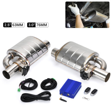 Stainless Steel 2.5\" 3\" Slant Outlet Tip Inlet Variable Exhaust Muffler Kit with Vacuum Cutout Electric Control Valve
