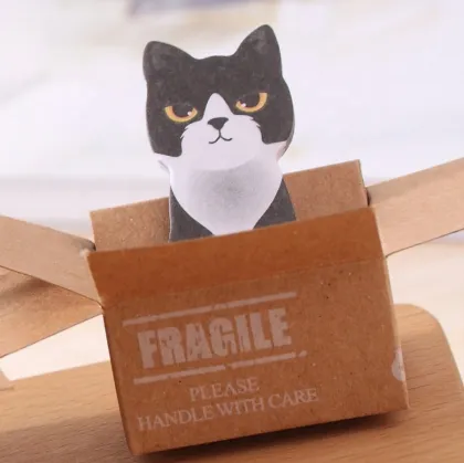 Cartoon Cute Cardboard Cat Memo Pad and Sticker