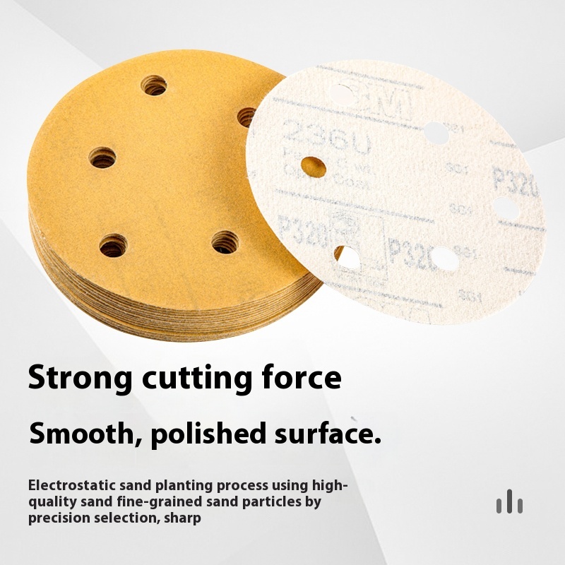 3M236U 5-Inch Dry Sanding Paper Disc Self-Adhesive Flocking Sanding Pad with 6 Holes for Paint Surface Polishing Air Grinder2