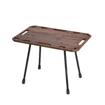 Portable Outdoor Camping Table: Hangrui OEM Solid Wood Grain Lightweight Adjustable Multifunctional Folding Furniture