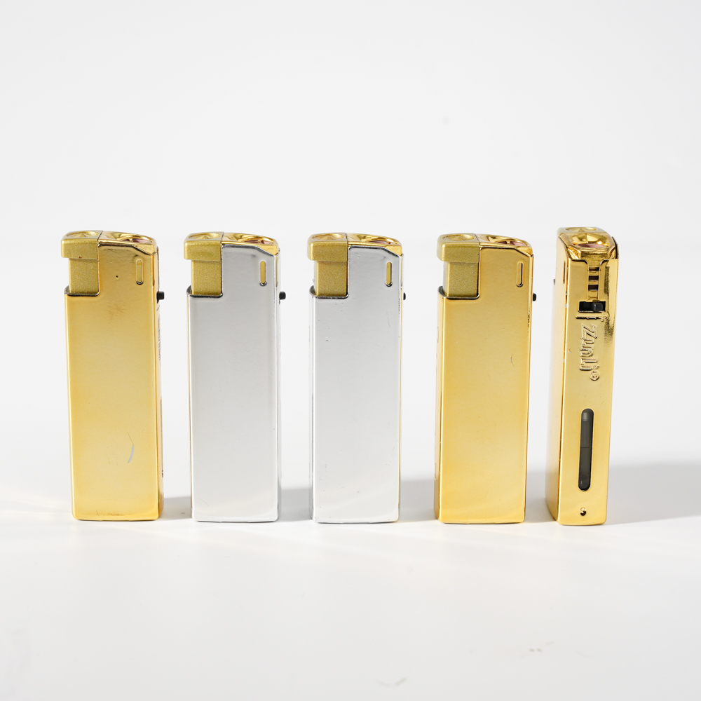 Golden and Silver Jet Flame Metal Cover Lighter