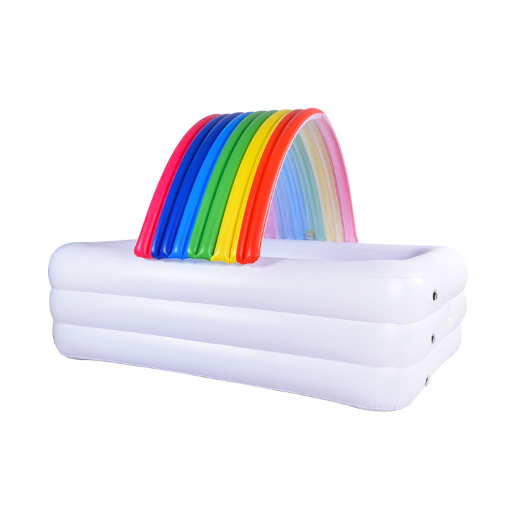 Rectangululable inflatable rainbow sprinkler pool dobo filomanosana