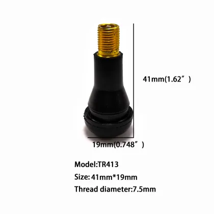 Tire Valve Stems TR413 - Black Snap-in Valve Stems for Tubeless Tires (41mm Tall)