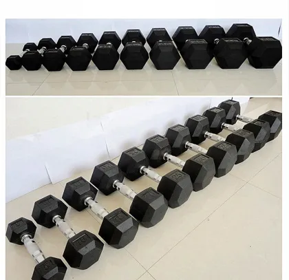 High Quality Gym Equipment Rubber Dumbbells Free Weights Hexagonal Dumbbells Cheapest Dumbbells Online