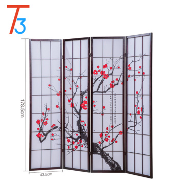 4 Panel Folding Privacy Wood Screen Room Divider