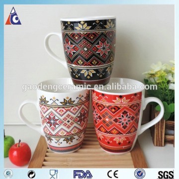 Drum shape christmas snowflake printing hot drink mug