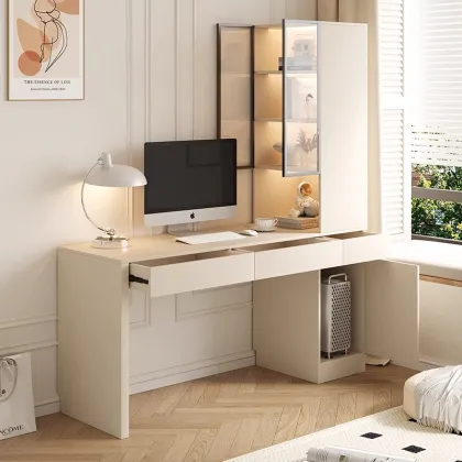 Integrated Corner Computer Desk with Bookcase