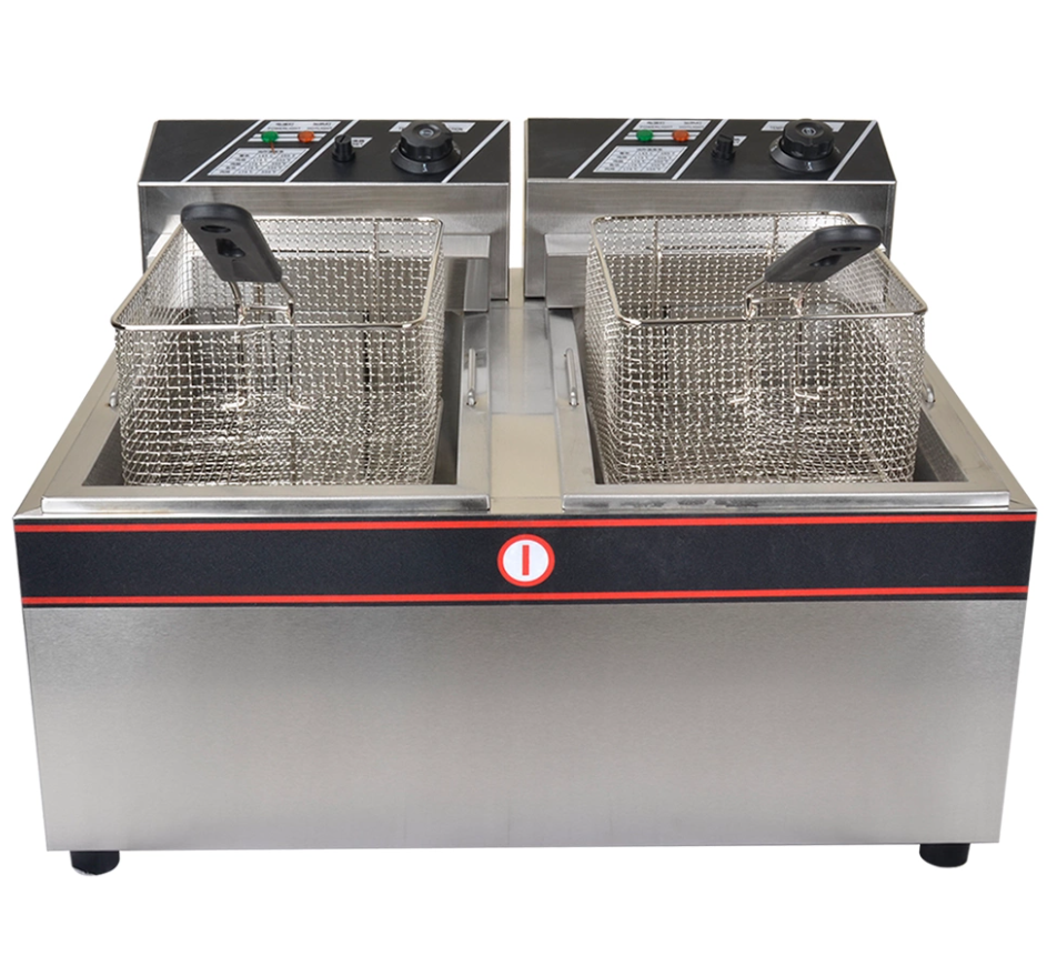 Commercial two-cylinder gas fryer for French fries