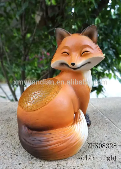 Polyresin fox with LED Light Figurine for Garden Decoration