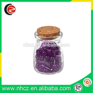 Transparent purple Round Pin in Glass bottle