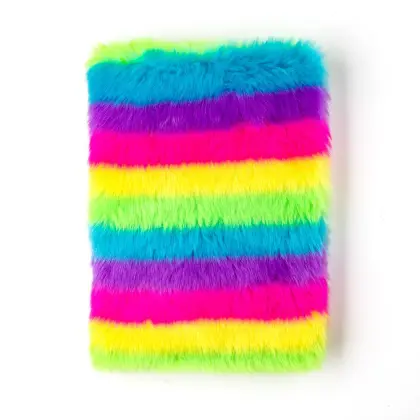 Jinghao Brand Fashion Stripe Rainbow Color Plush Notebook