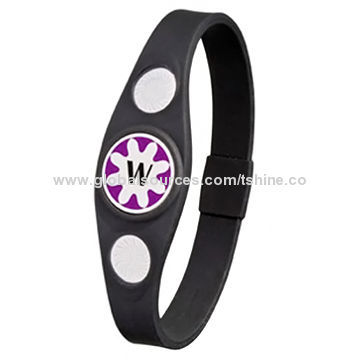 New style customized power silicone bracelet with 3 holograms
