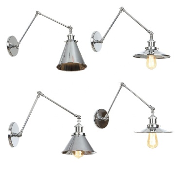 Adjustable Chrome Iron Wall Light for Bedroom and Study Decoration