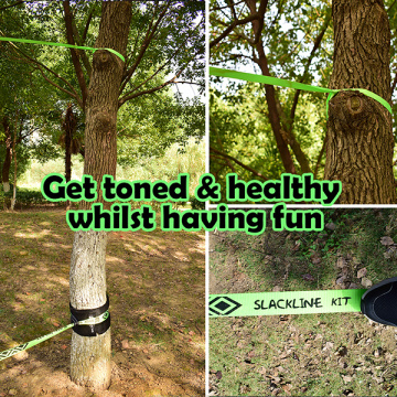 Spelar hopp på slacklines