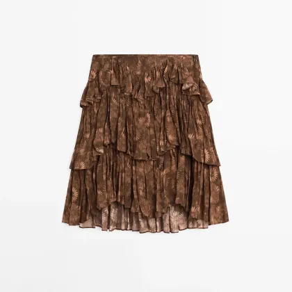 Women's ruffled floral print skirt