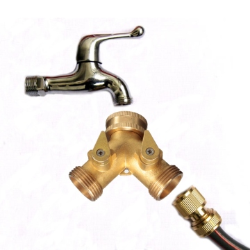 Wholesale Price Brass Two Way Double Tap Connector Adapter Solid Swivel Sub Feed Garden Irrigation Tools Outdoor