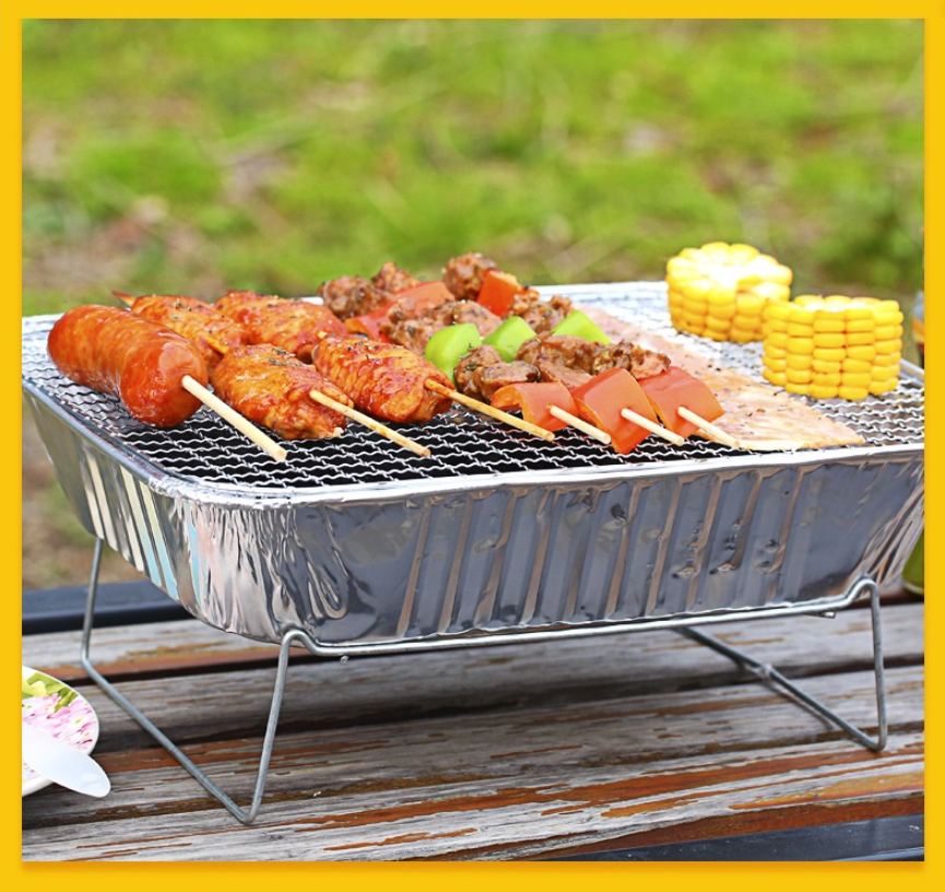 Disposable barbecue grill with charcoal