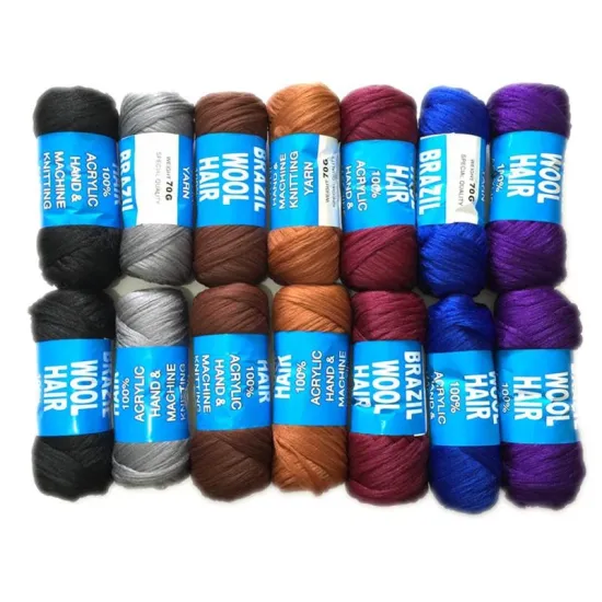 Wool Hair Hand&machine Yarn Brazilian Acrylic Knitting 23m Braids within 24 Hours 6-8rolls #1 #27 #30 #burgundy